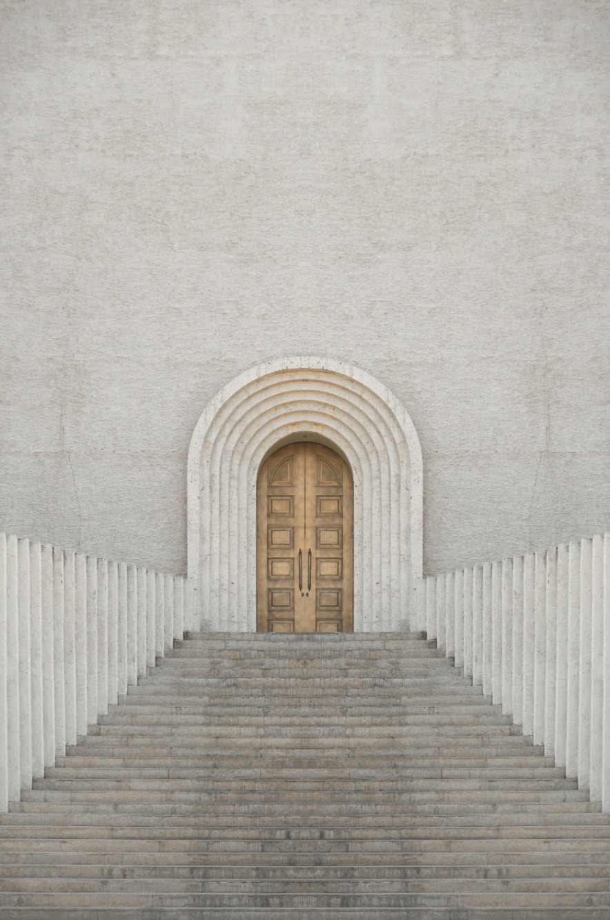 Architectural doorway with steps